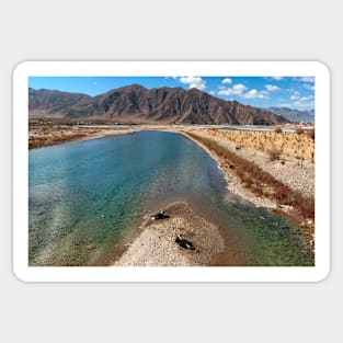 Lhasa River, Lhasa, Tibet. Sticker